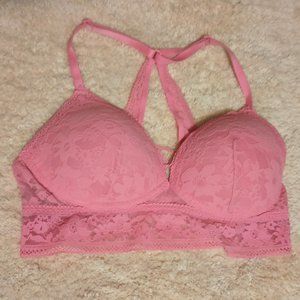 GUC ~ Victoria's Secret Lightly Lined Padded Lacey Braided Plunge Bralette (L )